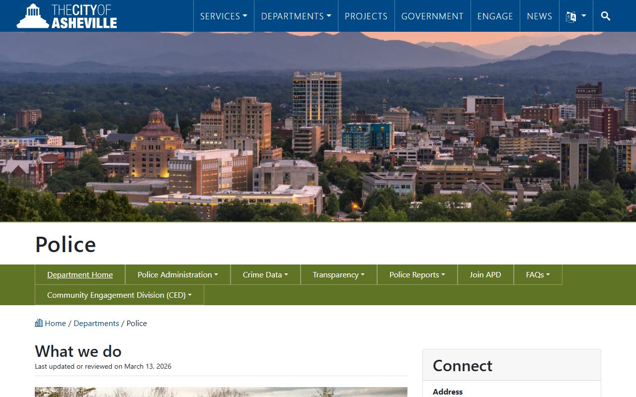 Asheville Police Department website for public records access