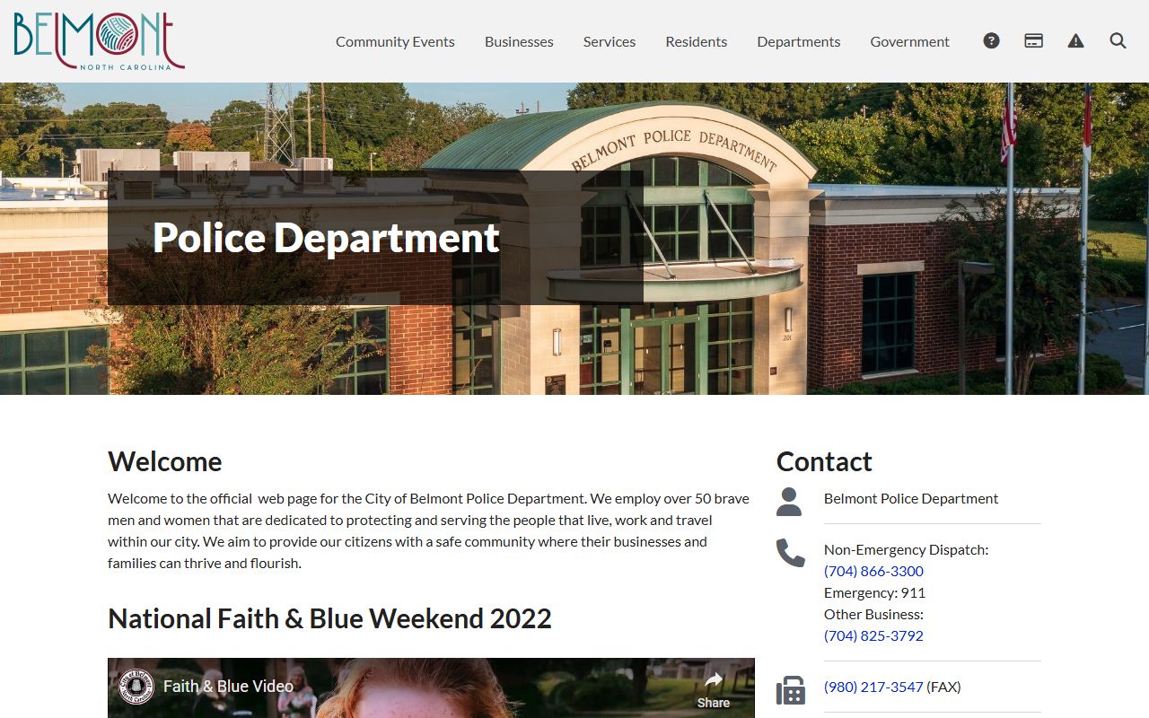 Belmont people search Belmont Police Department page