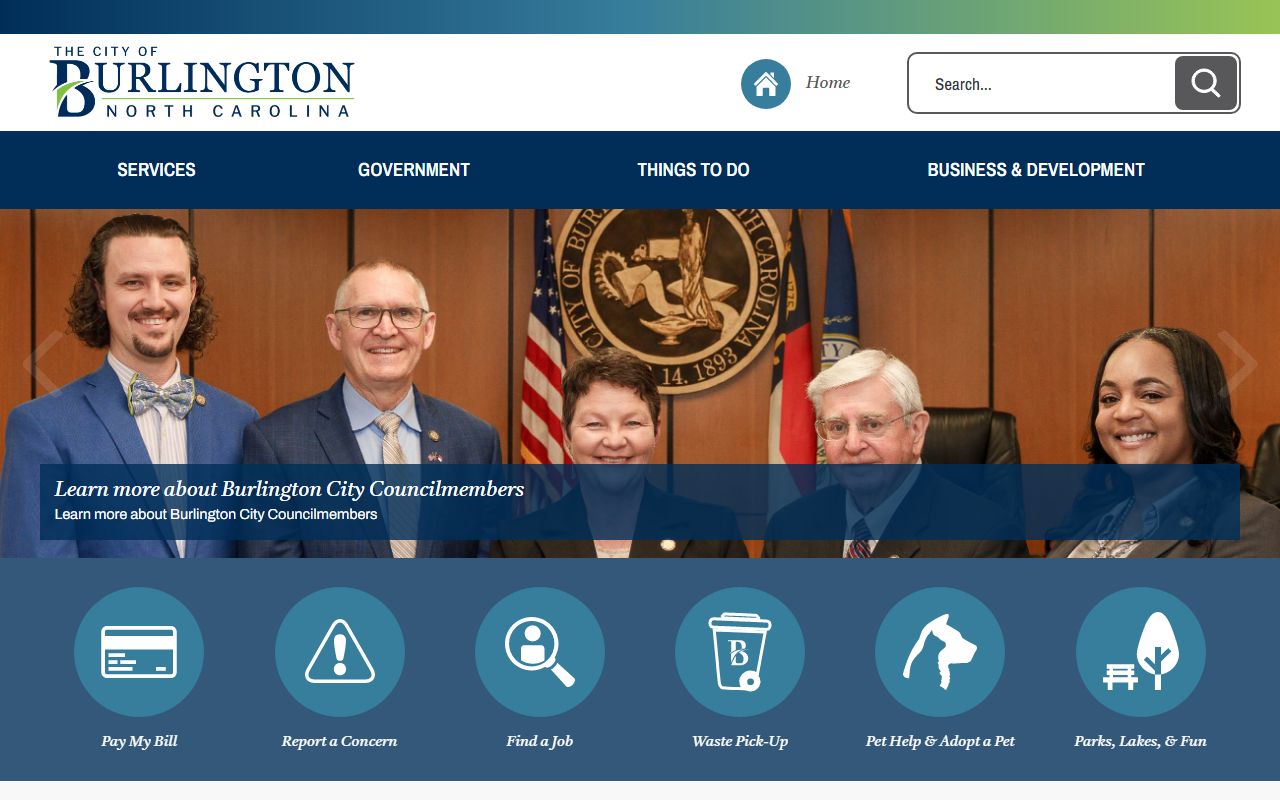 City of Burlington government website for public records and city services