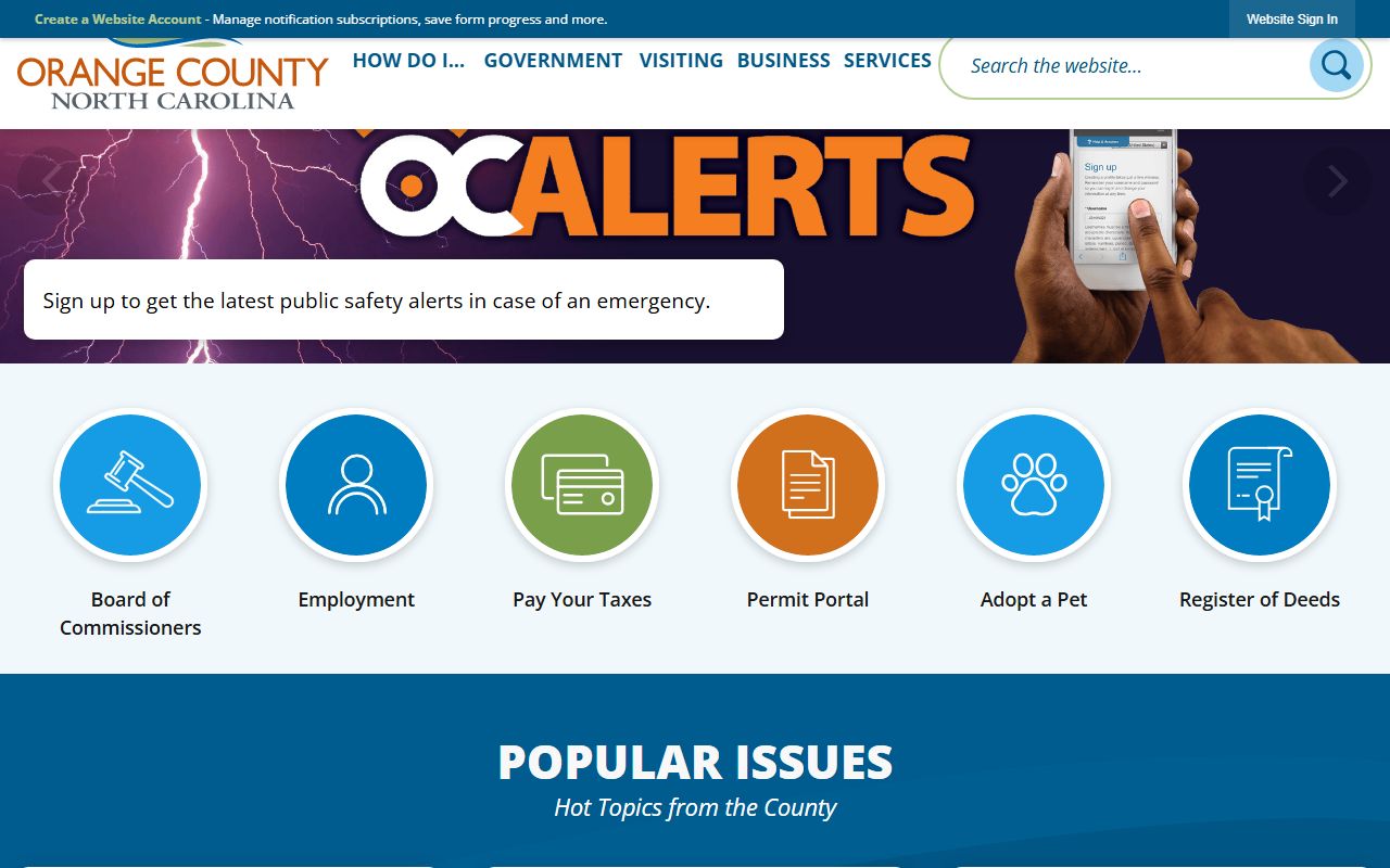 Carrboro people search Orange County government website