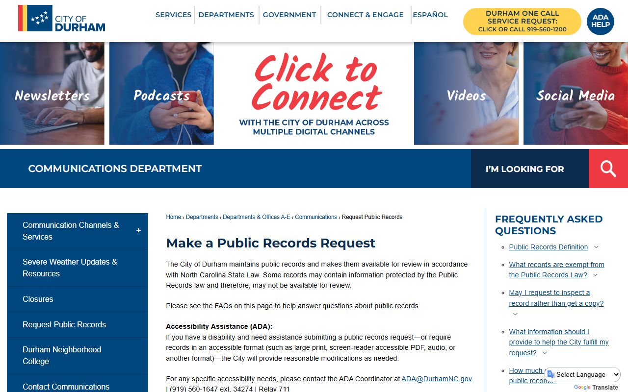 Durham people search public records request portal