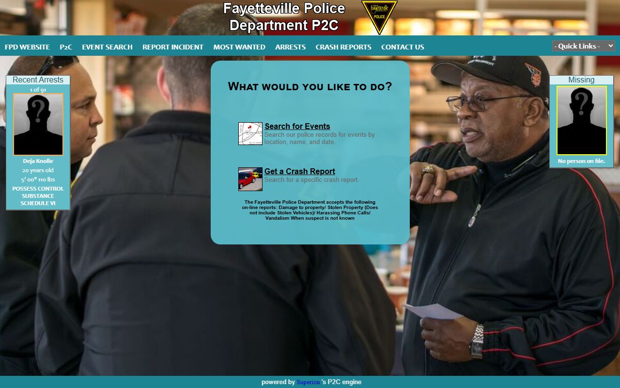 Fayetteville people search police P2C portal