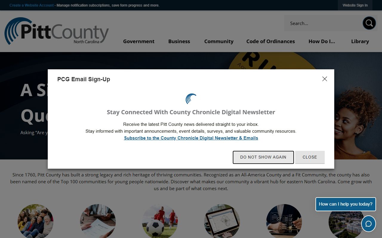 Pitt County government website for Greenville public records