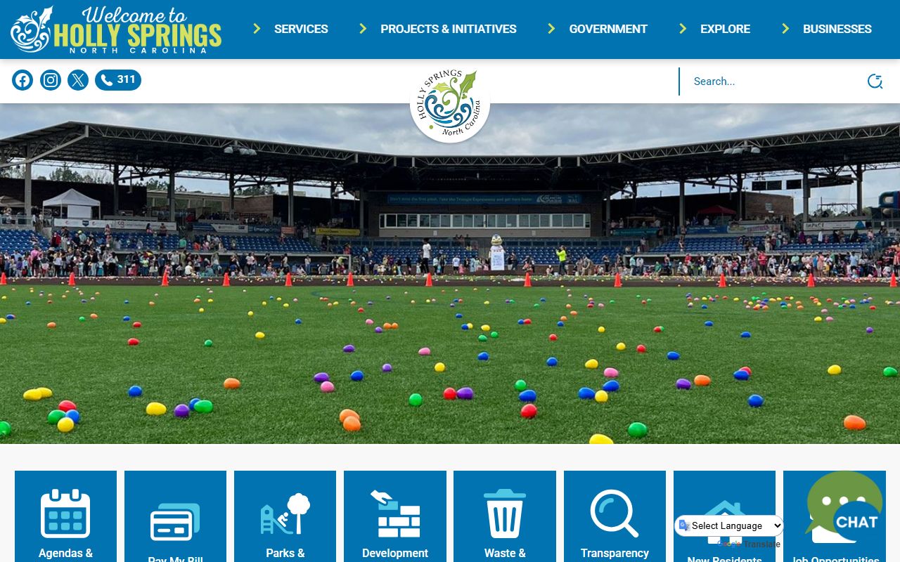 Town of Holly Springs official website for government services and records