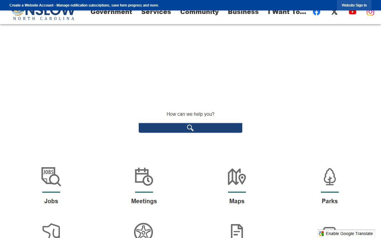 Onslow County government website for Jacksonville area public records access