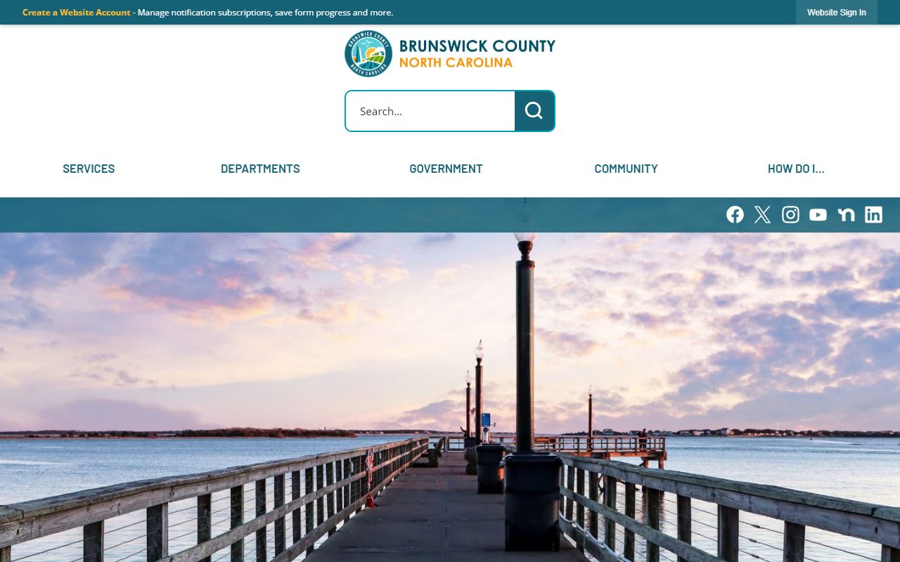 Brunswick County Government website for Leland property records and people search