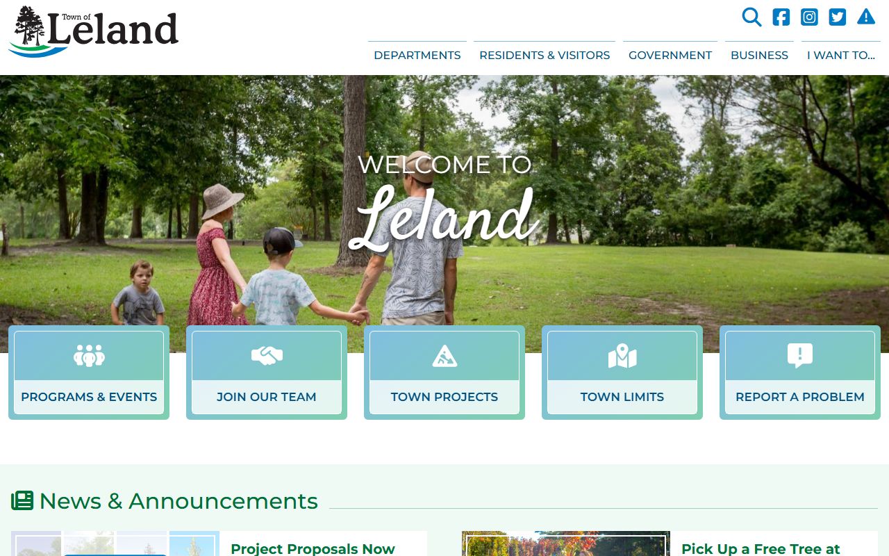 Town of Leland website for public records and people search