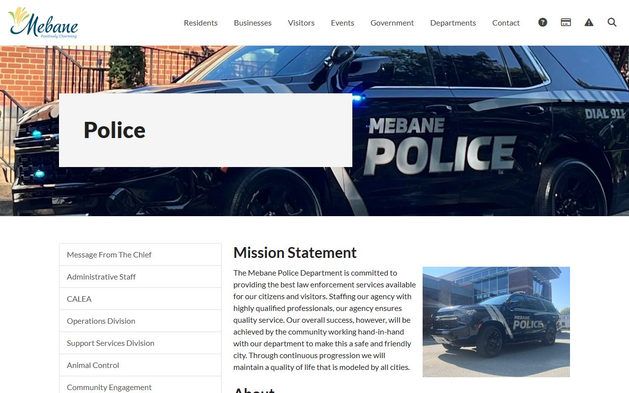 Mebane people search Mebane Police Department page
