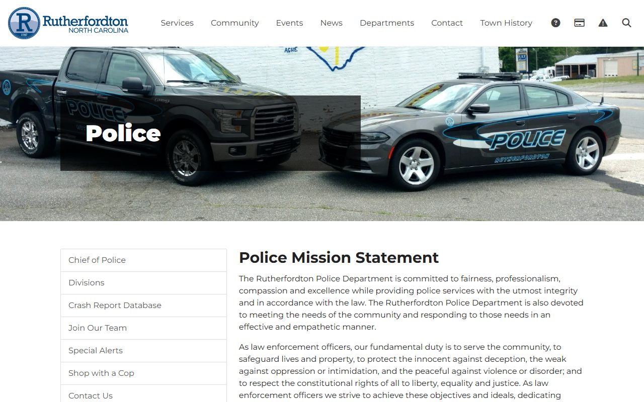 Rutherfordton people search Rutherfordton Police Department page