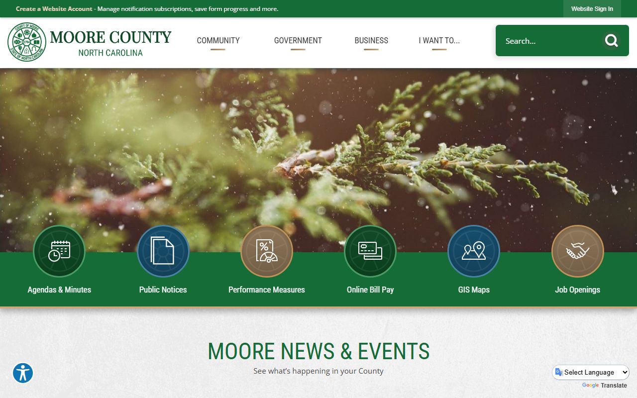 Southern Pines people search Moore County Government website