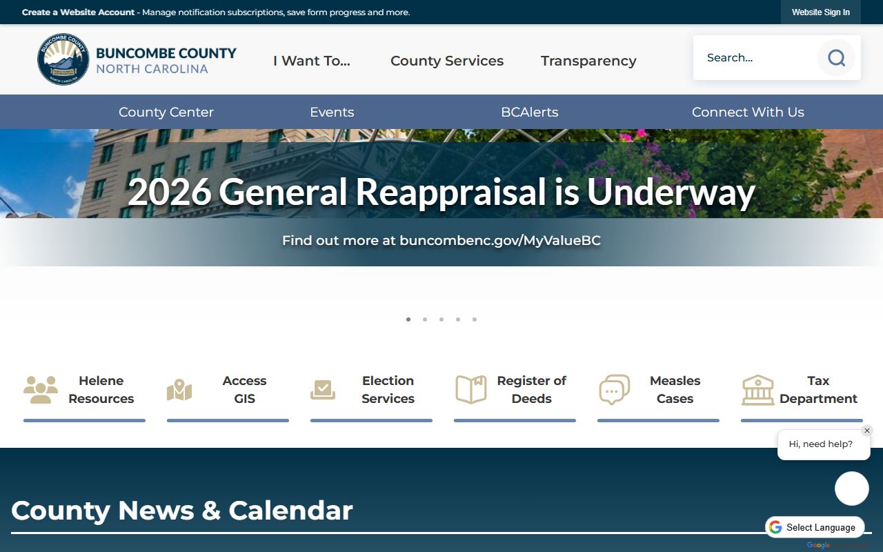 Buncombe County government website for public records access