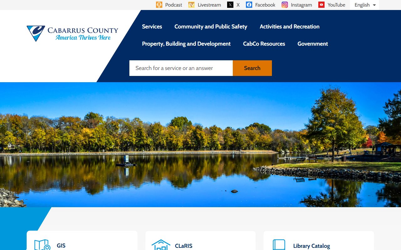 Cabarrus County government website for public records access