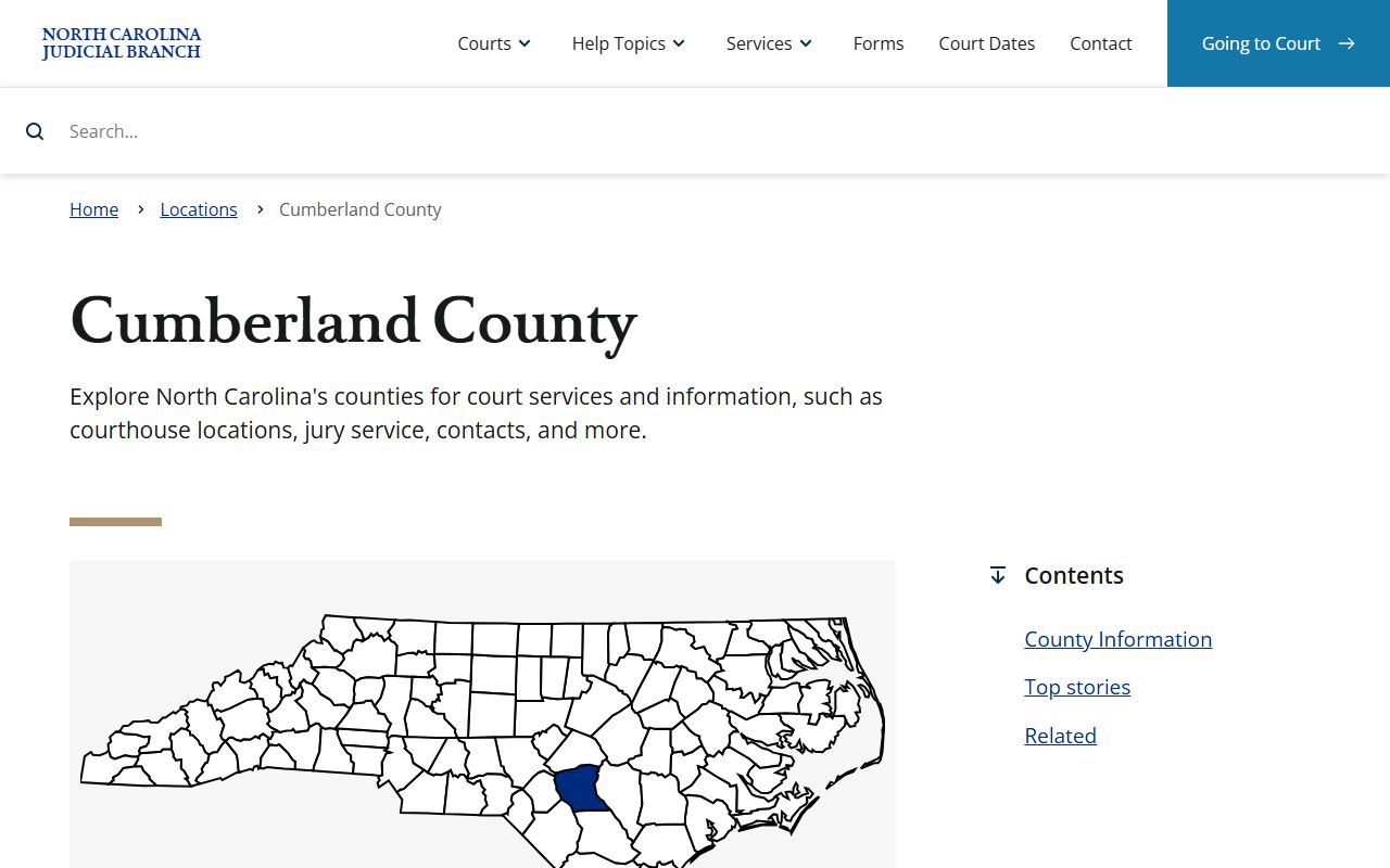Cumberland County court system website for case search