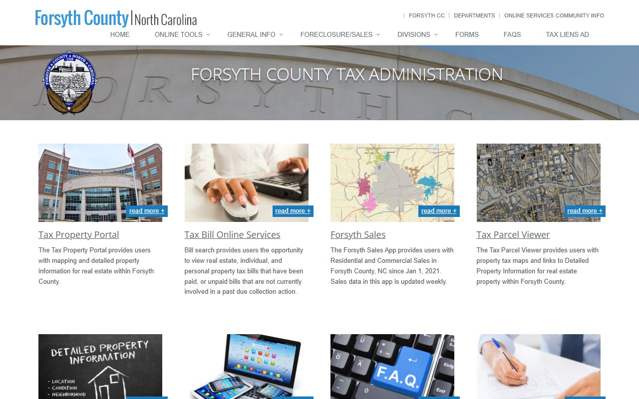Forsyth County Tax Administration portal for property records search