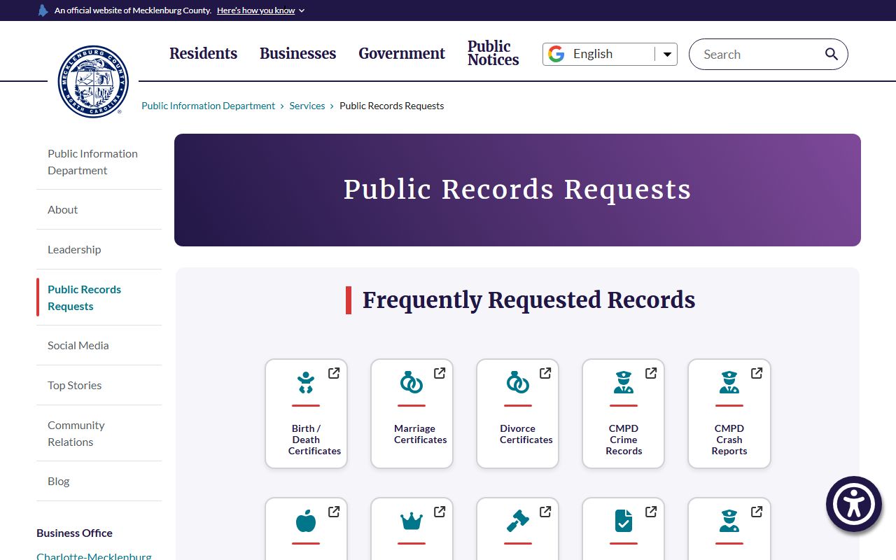 Mecklenburg County Public Records Portal for people search requests