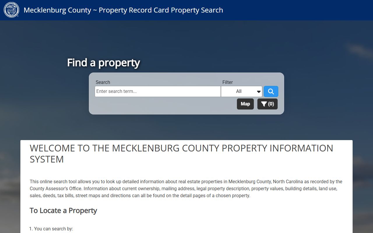 Mecklenburg County property record search tool for people search