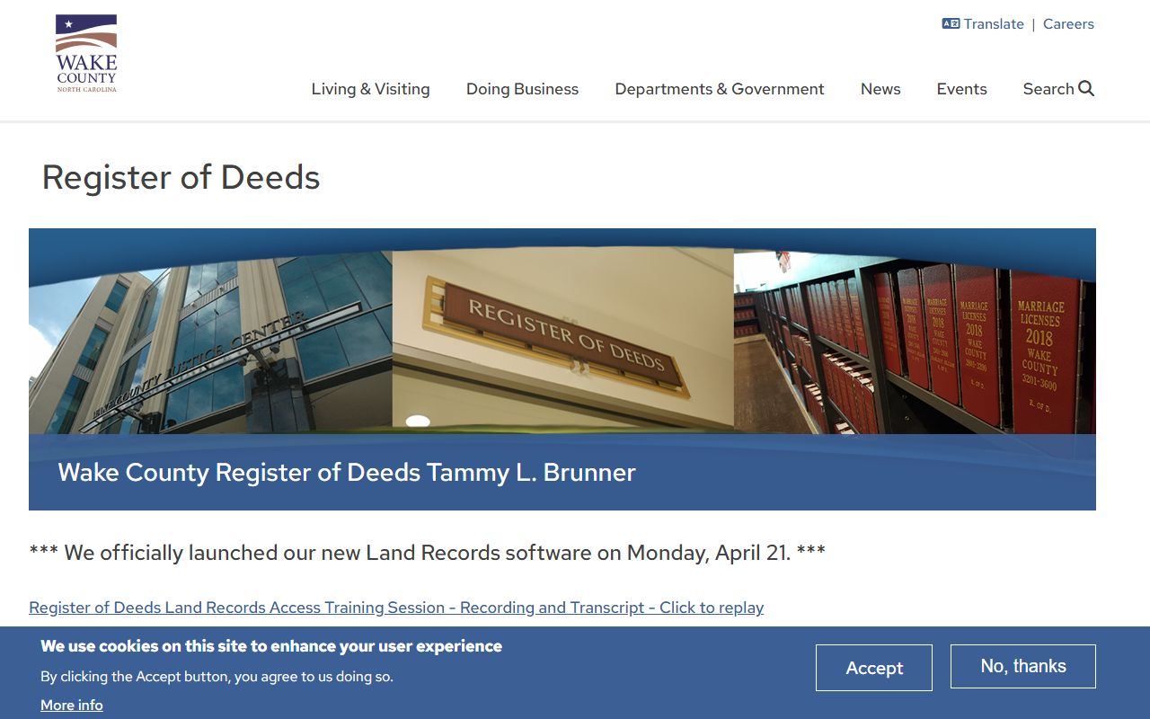 Wake County Register of Deeds website for public records search