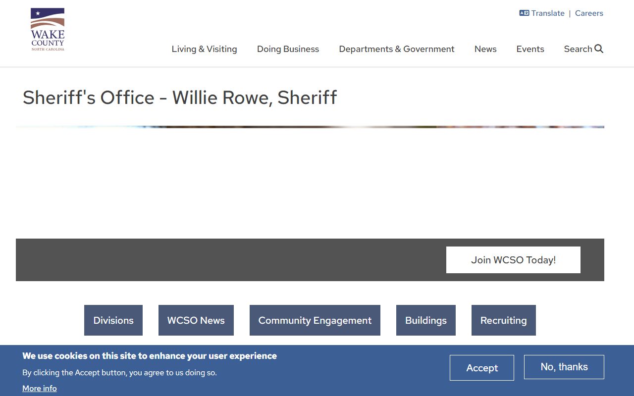 Wake County Sheriff's Office website for people search