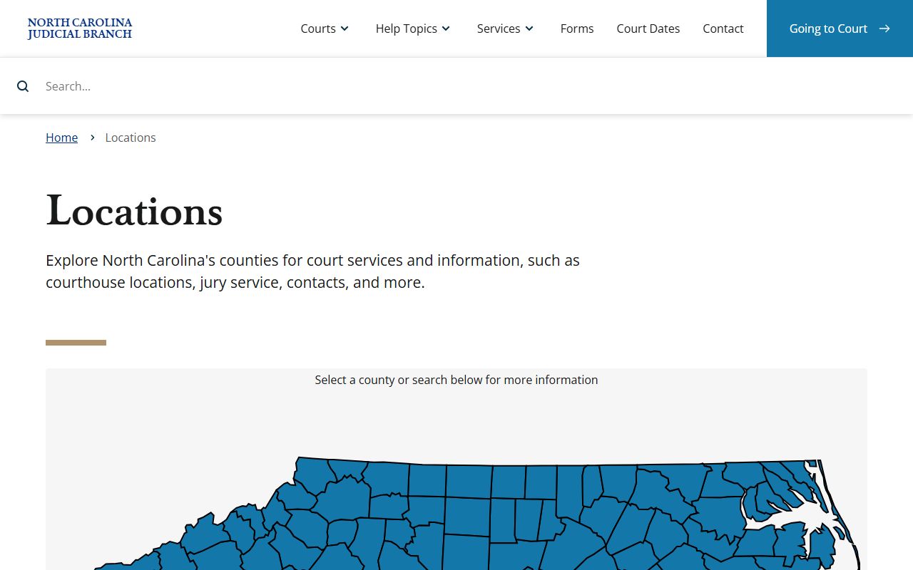 North Carolina court locations for local people search records
