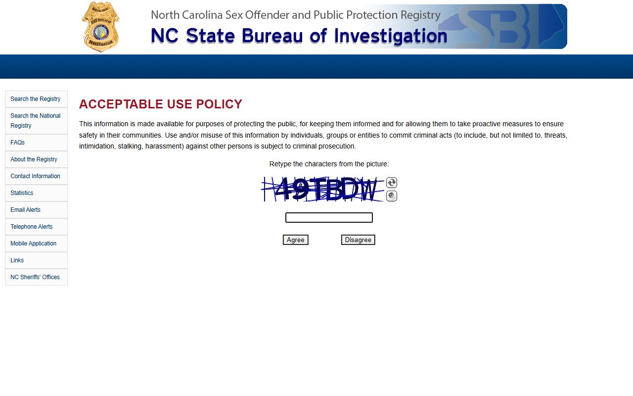 North Carolina sex offender registry people search tool